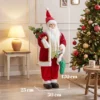 120 Cm Zingende & Dansende Kerstman, Staande Geanimeerde Kerstfiguur Met Kous, Zak, Geactiveerd Door Geluid/aanraking