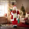 120 Cm Zingende & Dansende Kerstman, Staande Geanimeerde Kerstfiguur Met Kous, Zak, Geactiveerd Door Geluid/aanraking