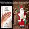 120 Cm Zingende & Dansende Kerstman, Staande Geanimeerde Kerstfiguur Met Kous, Zak, Geactiveerd Door Geluid/aanraking