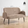 132 Cm 2 zitsbank, Klein Fluwelen Bankje Met Brede Zitting, Bekleding En Metalen Poten, Bruin
