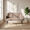 132 Cm 2 zitsbank, Klein Fluwelen Bankje Met Brede Zitting, Bekleding En Metalen Poten, Bruin