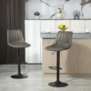 2 delige Set Barkrukken In Retrodesign, Incl. Voetensteun, In Hoogte Verstelbaar, Gaslift, Donkergrijs