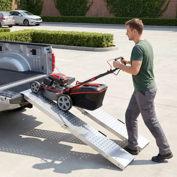 2 delige Set Opvouwbare Metalen Drempelhelling Met Handvatten Tot 400 Kg, Voor Banden Tot 22,5 Cm