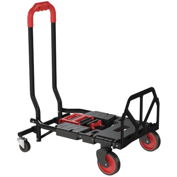 2 in 1 Platformwagen Sackkarre Opvouwbare Transportwagen Met Stuurrwielen, Handvat, Staal Tot 120 Kg