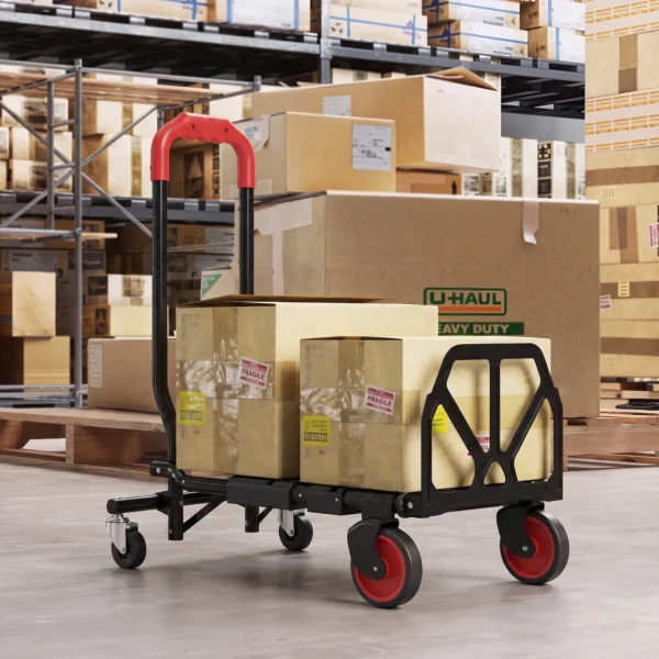 2 in 1 Platformwagen Sackkarre Opvouwbare Transportwagen Met Stuurrwielen, Handvat, Staal Tot 120 Kg