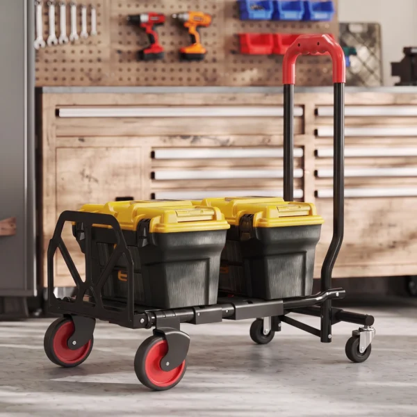 2 in 1 Platformwagen Sackkarre Opvouwbare Transportwagen Met Stuurrwielen, Handvat, Staal Tot 120 Kg