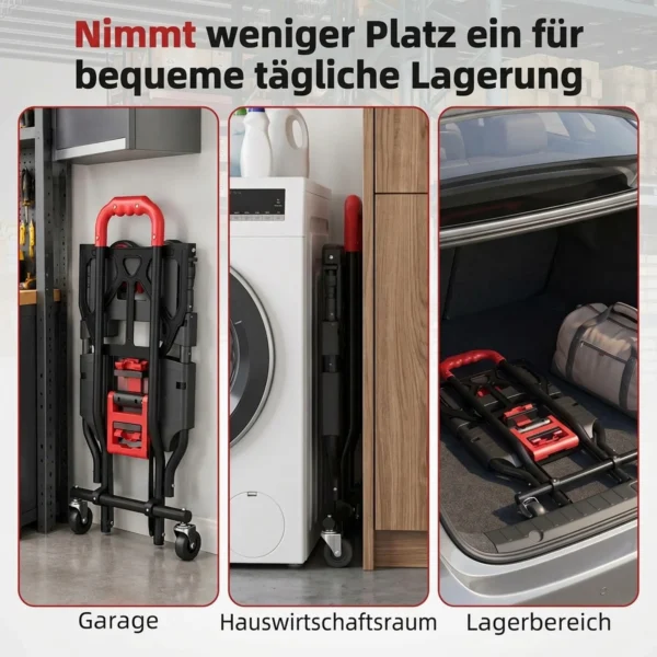 2 in 1 Platformwagen Sackkarre Opvouwbare Transportwagen Met Stuurrwielen, Handvat, Staal Tot 120 Kg
