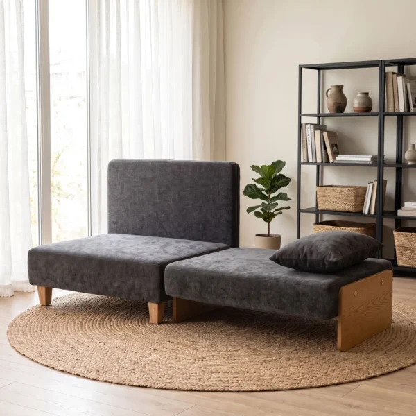 2 in 1 Slaapstoel Met Bedfunctie, Slaapbank Met 2 Wasbare Kussens, Zijzakken Voor Woonkamer, Slaapkamer