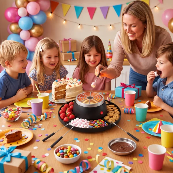 2 in 1 S'mores Maker Und Schokoladenfondue Set Elektrisch Flammenlos Mit 4 Bratgabeln, 4 Abnehmbaren Tabletts Für Party