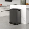 2 X 28 L Dubbele Vuilnisbak, Pedaalopening, Makkelijk Schoon Te Maken, Roestvrij Staal, Kunststof, Zwart