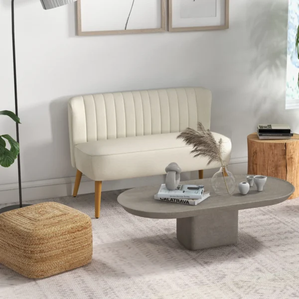 2 zits Bank, Zachte Bekleding, Onderhoudsvriendelijke Hoes, Tot 220 Kg, 117 X 56,5 X 77 Cm, Crèmewit