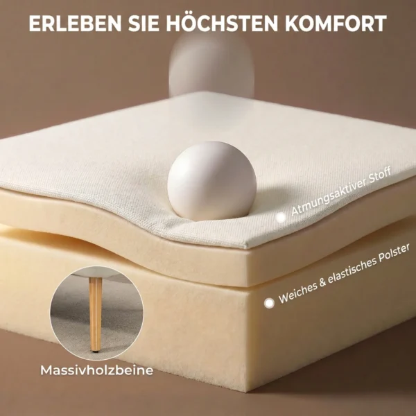 2 zits Bank, Zachte Bekleding, Onderhoudsvriendelijke Hoes, Tot 220 Kg, 117 X 56,5 X 77 Cm, Crèmewit