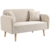2 zitsbank Sofa Couch, Modern Ontwerp, Incl. 2 Kussens, Houten Poten, 130 X 70 X 80 Cm, Crème