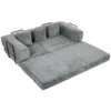 205 Cm Slaapbank, 5 in 1, Frameless Futonbank, 75 Cm Diepe Zitplaats, Hoogdicht Schuim, Grijs, Zonder Montage