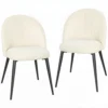 2er Set Esszimmerstühle Akzentstühle Küchenstühle, Retrodesign, Samtoptik, 52 Cm X 55 Cm X 79 Cm, Cremeweiß