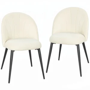 2er Set Esszimmerstühle Akzentstühle Küchenstühle, Retrodesign, Samtoptik, 52 Cm X 55 Cm X 79 Cm, Cremeweiß