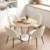 2er Set Esszimmerstühle Akzentstühle Küchenstühle, Retrodesign, Samtoptik, 52 Cm X 55 Cm X 79 Cm, Cremeweiß