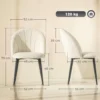 2er Set Esszimmerstühle Akzentstühle Küchenstühle, Retrodesign, Samtoptik, 52 Cm X 55 Cm X 79 Cm, Cremeweiß
