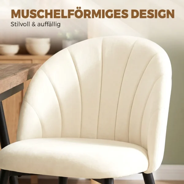 2er Set Esszimmerstühle Akzentstühle Küchenstühle, Retrodesign, Samtoptik, 52 Cm X 55 Cm X 79 Cm, Cremeweiß
