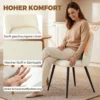 2er Set Esszimmerstühle Akzentstühle Küchenstühle, Retrodesign, Samtoptik, 52 Cm X 55 Cm X 79 Cm, Cremeweiß