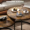 2er Set Runde Couchtische, Stapelbare Beistelltische Mit Metallrahmen, Wohnzimmertisch In Holzoptik, Kaffeetisch
