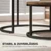 2er Set Runde Couchtische, Stapelbare Beistelltische Mit Metallrahmen, Wohnzimmertisch In Holzoptik, Kaffeetisch