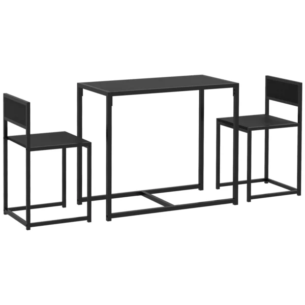3 delig Bartafel Set Hoge Tafel Set 3 delig, 2 Stoelen, 1 Tafel, 90 Cm X 47 Cm X 76 Cm, Zwart