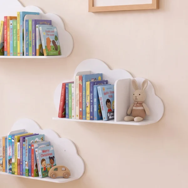 3 delige Set Kinder Wandplank 60cm Wand Boekenplank In Wolkvorm Zwevende Boekenplank Montessori Voor 3 8 Wit