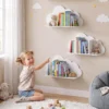 3 delige Set Kinder Wandplank 60cm Wand Boekenplank In Wolkvorm Zwevende Boekenplank Montessori Voor 3 8 Wit