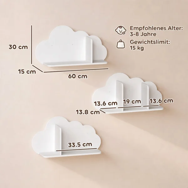3 delige Set Kinder Wandplank 60cm Wand Boekenplank In Wolkvorm Zwevende Boekenplank Montessori Voor 3 8 Wit