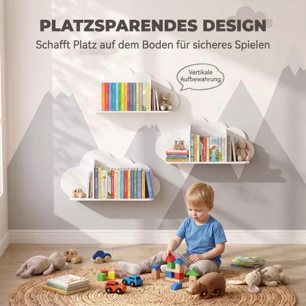 3 delige Set Kinder Wandplank 60cm Wand Boekenplank In Wolkvorm Zwevende Boekenplank Montessori Voor 3 8 Wit