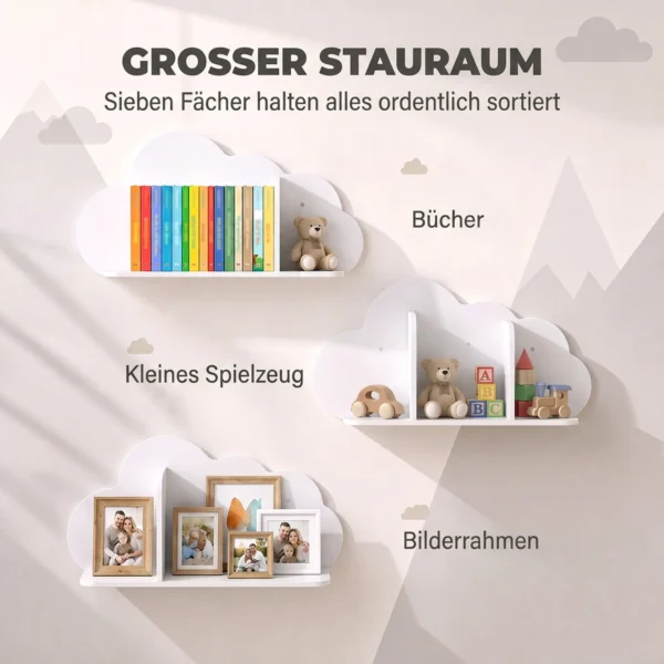 3 delige Set Kinder Wandplank 60cm Wand Boekenplank In Wolkvorm Zwevende Boekenplank Montessori Voor 3 8 Wit