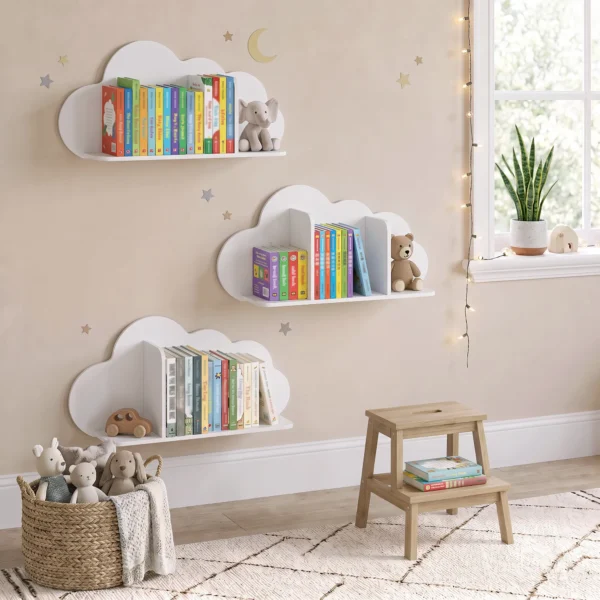 3 delige Set Kinder Wandplank 60cm Wand Boekenplank In Wolkvorm Zwevende Boekenplank Montessori Voor 3 8 Wit