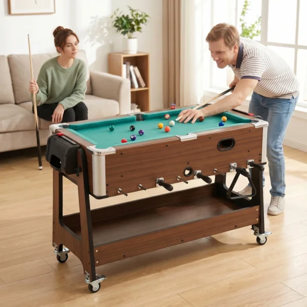 3 in 1 Multi Speeltafel Draaibaar Multifunctionele Tafel Met Biljarttafel Tafelvoetbal Airhockey Opbergvak