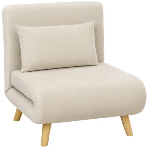 3 in 1 Slaapstoel, Klapstoel Met Slaapfunctie, Verstelbare Click Clack Rugleuning, Beige