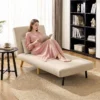 3 in 1 Slaapstoel, Klapstoel Met Slaapfunctie, Verstelbare Click Clack Rugleuning, Beige