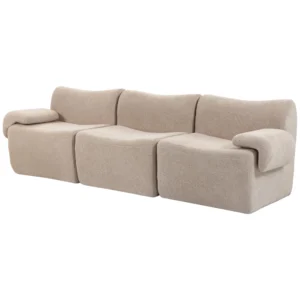 3 Sitzer Sofa Aus Chenille, Modulares Cloud Sofa Mit Dickem Federpolster, Extra Breit Und Tief, Ohne Montage, Beige