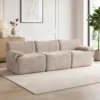3 Sitzer Sofa Aus Chenille, Modulares Cloud Sofa Mit Dickem Federpolster, Extra Breit Und Tief, Ohne Montage, Beige