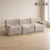 3 Sitzer Sofa Aus Chenille, Modulares Cloud Sofa Mit Dickem Federpolster, Extra Breit Und Tief, Ohne Montage, Beige
