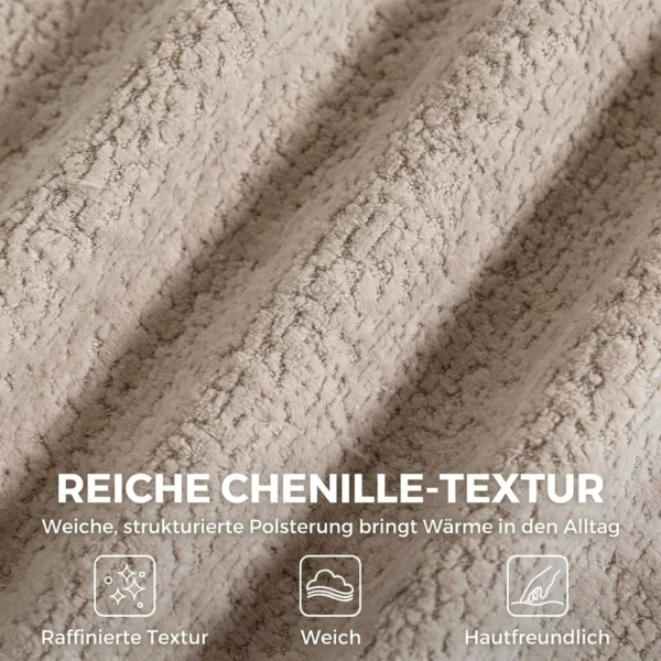 3 Sitzer Sofa Aus Chenille, Modulares Cloud Sofa Mit Dickem Federpolster, Extra Breit Und Tief, Ohne Montage, Beige