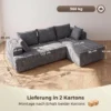 3 zits Hoekbank In L vorm Met Ottomaan, Veranderbaar Chenille Cloud slaapbank Met Pocketvering, Grijs