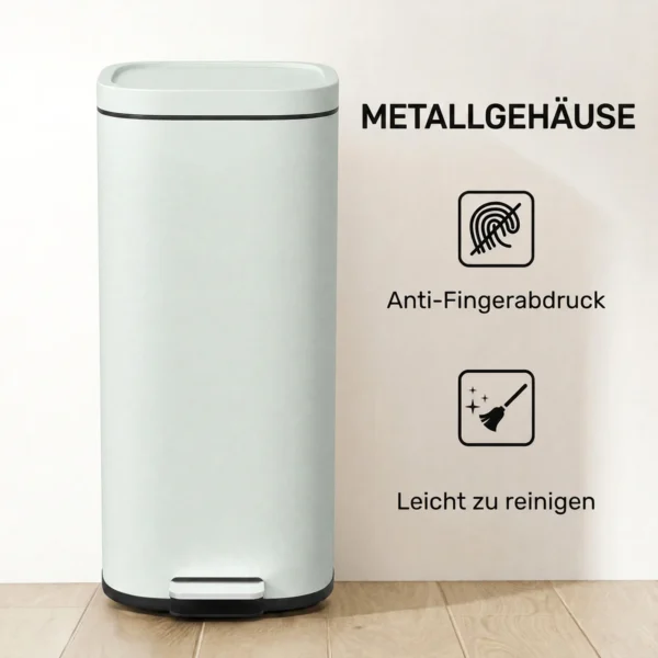 30L Keukenafvalbak Pedaalemmer Met Deksel, Soft Close En Openhoud Functie Voor Keuken, Thuis