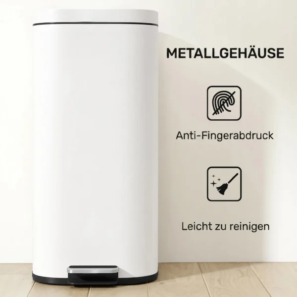 30L Keukenafvalbak Pedaalemmer Met Deksel, Soft Close En Openhoud Functie Voor Keuken, Thuis
