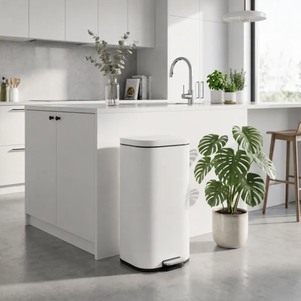 30L Keukenafvalbak Pedaalemmer Met Deksel, Soft Close En Openhoud Functie Voor Keuken, Thuis