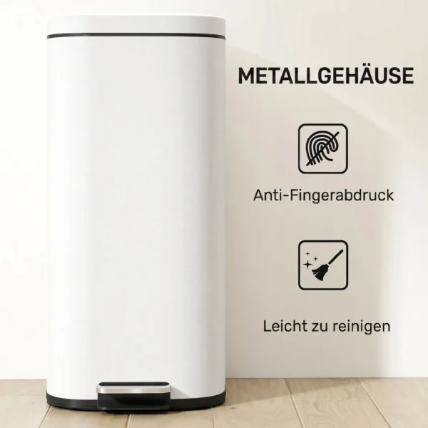 30L Keukenvuilnisbak Pedaalemmer Met Deksel, Soft Close En Openhoud Functie Voor Keuken, Thuis