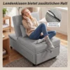 4 in 1 Klapstoel Met Zijtas, Logeerbed Met Kussen, Verstelbare Rugleuning, Bedstoel Met Wielen, Lichtgrijs