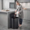 40 L Keuken Pedaalemmer Met Soft Close En Openhoud Deksel, Uitneembare Binnenemmer, Roestvrij Staal, Zwart