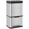 40L Sensormülleimer, 3 Fächer (2 X 12,5L + 15L), Mit Soft Close & Offenhaltefunktion, Silber