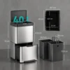 40L Sensormülleimer, 3 Fächer (2 X 12,5L + 15L), Mit Soft Close & Offenhaltefunktion, Silber