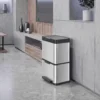 40L Sensormülleimer, 3 Fächer (2 X 12,5L + 15L), Mit Soft Close & Offenhaltefunktion, Silber